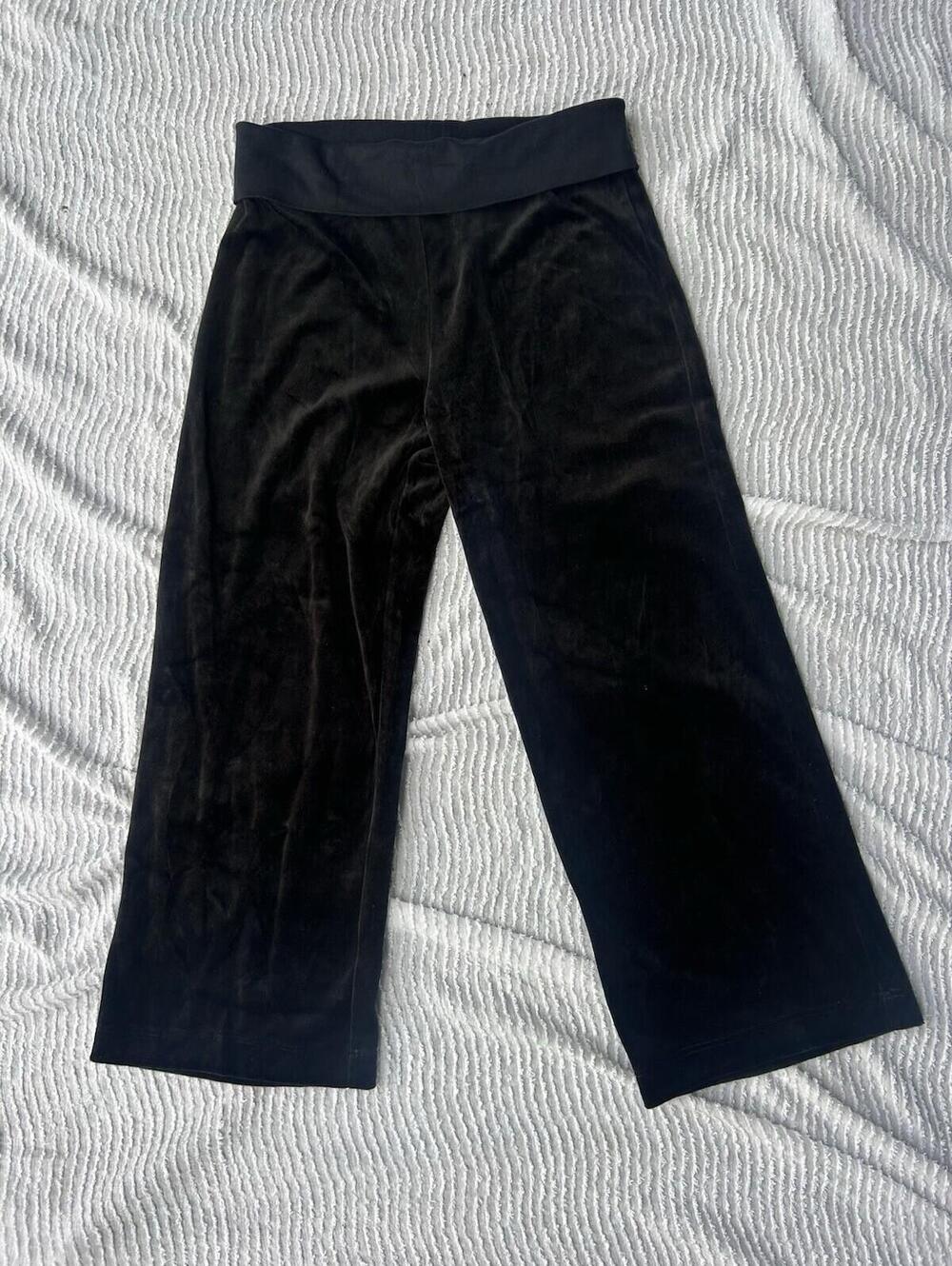 Jones New York Sport Velvet Pants Large NWT Black Foldover Waist Y2K Lounge